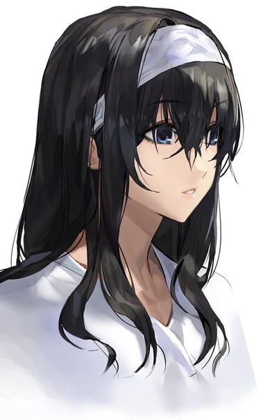 Anime girl with black hair and black eyes